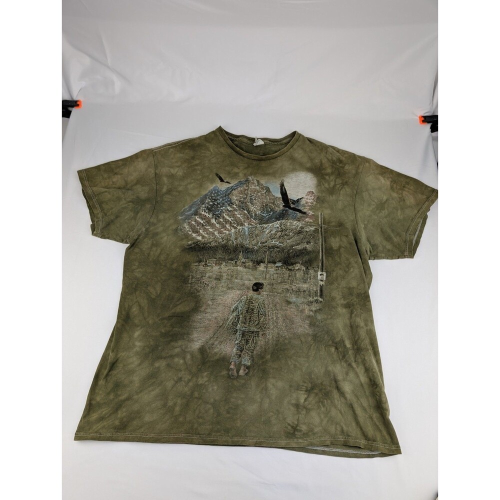 Men's XL Y2K Tie Dye Rick Kelley 2013 Army Solider Homecoming Green T-Shirt